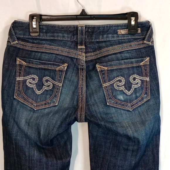 Rerock For Express Barely Boot Women's Low Rise Blue Denim Jeans Size 4L - Picture 7 of 8